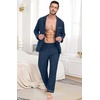 image:imagePrinStory Mens Pajamas Set Long Sleeve Button Down Sleepwear Pjs S2XL  Soft2 Pieces LoungewearLightweightSleep SetNotched CollarTop and PantsPockets0navy Blue