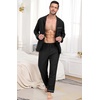image:imagePrinStory Mens Pajamas Set Long Sleeve Button Down Sleepwear Pjs S2XL  Soft2 Pieces LoungewearLightweightSleep SetNotched CollarTop and PantsPockets1black