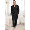 image:imagePrinStory Mens Pajamas Set Long Sleeve Button Down Sleepwear Pjs S2XL  Soft2 Pieces LoungewearLightweightSleep SetNotched CollarTop and PantsPockets1black