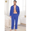 image:imagePrinStory Mens Pajamas Set Long Sleeve Button Down Sleepwear Pjs S2XL  Soft2 Pieces LoungewearLightweightSleep SetNotched CollarTop and PantsPockets1royal Blue