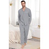 image:imagePrinStory Mens Pajamas Set Long Sleeve Button Down Sleepwear Pjs S2XL  Soft2 Pieces LoungewearLightweightSleep SetNotched CollarTop and PantsPockets1steel Gray