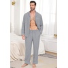 image:imagePrinStory Mens Pajamas Set Long Sleeve Button Down Sleepwear Pjs S2XL  Soft2 Pieces LoungewearLightweightSleep SetNotched CollarTop and PantsPockets1steel Gray