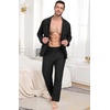 image:imagePrinStory Mens Pajamas Set Long Sleeve Button Down Sleepwear Pjs S2XL  Soft2 Pieces LoungewearLightweightSleep SetNotched CollarTop and PantsPockets2black