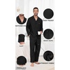 image:imagePrinStory Mens Pajamas Set Long Sleeve Button Down Sleepwear Pjs S2XL  Soft2 Pieces LoungewearLightweightSleep SetNotched CollarTop and PantsPockets2black