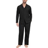 image:imagePrinStory Mens Pajamas Set Long Sleeve Button Down Sleepwear Pjs S2XL  Soft2 Pieces LoungewearLightweightSleep SetNotched CollarTop and PantsPockets2black