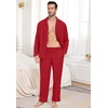 image:imagePrinStory Mens Pajamas Set Long Sleeve Button Down Sleepwear Pjs S2XL  Soft2 Pieces LoungewearLightweightSleep SetNotched CollarTop and PantsPockets2christmas Red