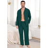 image:imagePrinStory Mens Pajamas Set Long Sleeve Button Down Sleepwear Pjs S2XL  Soft2 Pieces LoungewearLightweightSleep SetNotched CollarTop and PantsPockets2christmas Green