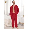 image:imagePrinStory Mens Pajamas Set Long Sleeve Button Down Sleepwear Pjs S2XL  Soft2 Pieces LoungewearLightweightSleep SetNotched CollarTop and PantsPockets2christmas Red