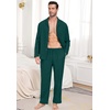 image:imagePrinStory Mens Pajamas Set Long Sleeve Button Down Sleepwear Pjs S2XL  Soft2 Pieces LoungewearLightweightSleep SetNotched CollarTop and PantsPockets2christmas Green