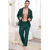 image:imagePrinStory Mens Pajamas Set Long Sleeve Button Down Sleepwear Pjs S2XL  Soft2 Pieces LoungewearLightweightSleep SetNotched CollarTop and PantsPockets2christmas Green