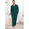 image:imagePrinStory Mens Pajamas Set Long Sleeve Button Down Sleepwear Pjs S2XL  Soft2 Pieces LoungewearLightweightSleep SetNotched CollarTop and PantsPockets2christmas Green
