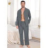 image:imagePrinStory Mens Pajamas Set Long Sleeve Button Down Sleepwear Pjs S2XL  Soft2 Pieces LoungewearLightweightSleep SetNotched CollarTop and PantsPockets2dark Gray