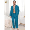 image:imagePrinStory Mens Pajamas Set Long Sleeve Button Down Sleepwear Pjs S2XL  Soft2 Pieces LoungewearLightweightSleep SetNotched CollarTop and PantsPockets2lake Blue