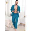 image:imagePrinStory Mens Pajamas Set Long Sleeve Button Down Sleepwear Pjs S2XL  Soft2 Pieces LoungewearLightweightSleep SetNotched CollarTop and PantsPockets2lake Blue