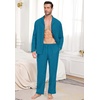 image:imagePrinStory Mens Pajamas Set Long Sleeve Button Down Sleepwear Pjs S2XL  Soft2 Pieces LoungewearLightweightSleep SetNotched CollarTop and PantsPockets2lake Blue