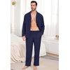 image:imagePrinStory Mens Pajamas Set Long Sleeve Button Down Sleepwear Pjs S2XL  Soft2 Pieces LoungewearLightweightSleep SetNotched CollarTop and PantsPockets2navy Blue