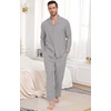 image:imagePrinStory Mens Pajamas Set Long Sleeve Button Down Sleepwear Pjs S2XL  Soft2 Pieces LoungewearLightweightSleep SetNotched CollarTop and PantsPockets2steel Gray