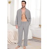 image:imagePrinStory Mens Pajamas Set Long Sleeve Button Down Sleepwear Pjs S2XL  Soft2 Pieces LoungewearLightweightSleep SetNotched CollarTop and PantsPockets2steel Gray