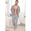 image:imagePrinStory Mens Pajamas Set Long Sleeve Button Down Sleepwear Pjs S2XL  Soft2 Pieces LoungewearLightweightSleep SetNotched CollarTop and PantsPockets2steel Gray
