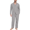 image:imagePrinStory Mens Pajamas Set Long Sleeve Button Down Sleepwear Pjs S2XL  Soft2 Pieces LoungewearLightweightSleep SetNotched CollarTop and PantsPockets2steel Gray