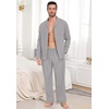 image:imagePrinStory Mens Pajamas Set Long Sleeve Button Down Sleepwear Pjs S2XL  Soft2 Pieces LoungewearLightweightSleep SetNotched CollarTop and PantsPockets2steel Gray