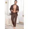 image:imagePrinStory Mens Pajamas Set Long Sleeve Button Down Sleepwear Pjs S2XL  Soft2 Pieces LoungewearLightweightSleep SetNotched CollarTop and PantsPocketsBrown