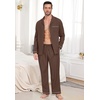 image:imagePrinStory Mens Pajamas Set Long Sleeve Button Down Sleepwear Pjs S2XL  Soft2 Pieces LoungewearLightweightSleep SetNotched CollarTop and PantsPocketsBrown