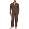 image:imagePrinStory Mens Pajamas Set Long Sleeve Button Down Sleepwear Pjs S2XL  Soft2 Pieces LoungewearLightweightSleep SetNotched CollarTop and PantsPocketsBrown