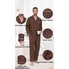 image:imagePrinStory Mens Pajamas Set Long Sleeve Button Down Sleepwear Pjs S2XL  Soft2 Pieces LoungewearLightweightSleep SetNotched CollarTop and PantsPocketsBrown