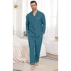 image:imagePrinStory Mens Pajamas Set Long Sleeve Button Down Sleepwear Pjs S2XL  Soft2 Pieces LoungewearLightweightSleep SetNotched CollarTop and PantsPocketsDark Cyan