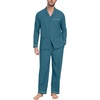 image:imagePrinStory Mens Pajamas Set Long Sleeve Button Down Sleepwear Pjs S2XL  Soft2 Pieces LoungewearLightweightSleep SetNotched CollarTop and PantsPocketsDark Cyan