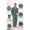 image:imagePrinStory Mens Pajamas Set Long Sleeve Button Down Sleepwear Pjs S2XL  Soft2 Pieces LoungewearLightweightSleep SetNotched CollarTop and PantsPocketsGreen
