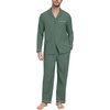 image:imagePrinStory Mens Pajamas Set Long Sleeve Button Down Sleepwear Pjs S2XL  Soft2 Pieces LoungewearLightweightSleep SetNotched CollarTop and PantsPocketsGreen