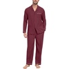 image:imagePrinStory Mens Pajamas Set Long Sleeve Button Down Sleepwear Pjs S2XL  Soft2 Pieces LoungewearLightweightSleep SetNotched CollarTop and PantsPocketsWine Red