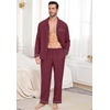 image:imagePrinStory Mens Pajamas Set Long Sleeve Button Down Sleepwear Pjs S2XL  Soft2 Pieces LoungewearLightweightSleep SetNotched CollarTop and PantsPocketsWine Red