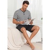 image:imagePrinStory Mens Pajamas Set Short Sleeve Soft Pjs M3XL  Summer Pajama Sets with Pockets Soft Breathable Stretchy Fabric SleepwearDark Gray Stripe
