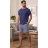 image:imagePrinStory Mens Pajamas Set Short Sleeve Soft Pjs M3XL  Summer Pajama Sets with Pockets Soft Breathable Stretchy Fabric SleepwearDeep Blue Stripe