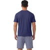 image:imagePrinStory Mens Pajamas Set Short Sleeve Soft Pjs M3XL  Summer Pajama Sets with Pockets Soft Breathable Stretchy Fabric SleepwearDeep Blue Stripe