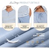 image:imagePrinStory Mens Pajamas Set Short Sleeve Soft Pjs M3XL  Summer Pajama Sets with Pockets Soft Breathable Stretchy Fabric SleepwearLight Blue Stripe
