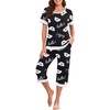image:imagePrinStory Pajamas for Women Set Capri Pjs Soft Lounge Sets S4XL  Short Sleeve Shirt and Capri Pants with Pockets Breathable and Stretchy Fabric 2 Piece Summer Pajamas Soft SleepwearFpblack White Koala