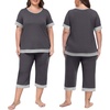 image:imagePrinStory Pajamas for Women Set Capri Pjs Soft Lounge Sets S4XL  Short Sleeve Shirt and Capri Pants with Pockets Breathable and Stretchy Fabric 2 Piece Summer Pajamas Soft SleepwearDark Gray
