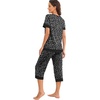 image:imagePrinStory Pajamas for Women Set Capri Pjs Soft Lounge Sets S4XL  Short Sleeve Shirt and Capri Pants with Pockets Breathable and Stretchy Fabric 2 Piece Summer Pajamas Soft SleepwearFpspot Black