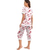 image:imagePrinStory Pajamas for Women Set Capri Pjs Soft Lounge Sets S4XL  Short Sleeve Shirt and Capri Pants with Pockets Breathable and Stretchy Fabric 2 Piece Summer Pajamas Soft SleepwearFpwhite Red Heart