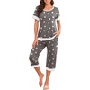 image:imagePrinStory Pajamas for Women Set Capri Pjs Soft Lounge Sets S4XL  Short Sleeve Shirt and Capri Pants with Pockets Breathable and Stretchy Fabric 2 Piece Summer Pajamas Soft SleepwearFpgray Star