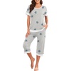 image:imagePrinStory Pajamas for Women Set Capri Pjs Soft Lounge Sets S4XL  Short Sleeve Shirt and Capri Pants with Pockets Breathable and Stretchy Fabric 2 Piece Summer Pajamas Soft SleepwearFpstripe Blue Star