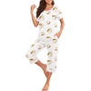 image:imagePrinStory Pajamas for Women Set Capri Pjs Soft Lounge Sets S4XL  Short Sleeve Shirt and Capri Pants with Pockets Breathable and Stretchy Fabric 2 Piece Summer Pajamas Soft SleepwearFpwhite Coffee Cup
