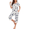 image:imagePrinStory Pajamas for Women Set Capri Pjs Soft Lounge Sets S4XL  Short Sleeve Shirt and Capri Pants with Pockets Breathable and Stretchy Fabric 2 Piece Summer Pajamas Soft SleepwearFpdot Vertical Line