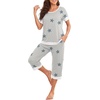image:imagePrinStory Pajamas for Women Set Capri Pjs Soft Lounge Sets S4XL  Short Sleeve Shirt and Capri Pants with Pockets Breathable and Stretchy Fabric 2 Piece Summer Pajamas Soft SleepwearFpstripe Blue Star