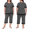 image:imagePrinStory Pajamas for Women Set Capri Pjs Soft Lounge Sets S4XL  Short Sleeve Shirt and Capri Pants with Pockets Breathable and Stretchy Fabric 2 Piece Summer Pajamas Soft SleepwearFpspot Black