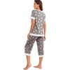 image:imagePrinStory Pajamas for Women Set Capri Pjs Soft Lounge Sets S4XL  Short Sleeve Shirt and Capri Pants with Pockets Breathable and Stretchy Fabric 2 Piece Summer Pajamas Soft SleepwearFpgray Star